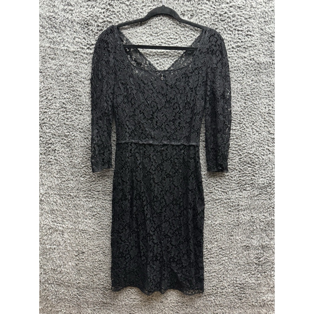 Dolce&Gabbana Black Lace 3/4 Sleeve A-Line Dress w/ Satin Slip Size‎ M/L